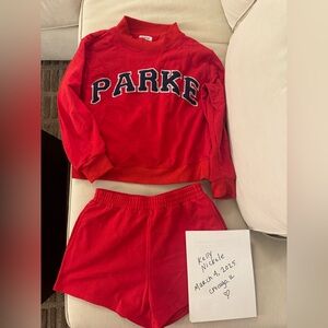 Parke Official Set in Red! Mockneck and Shorts.